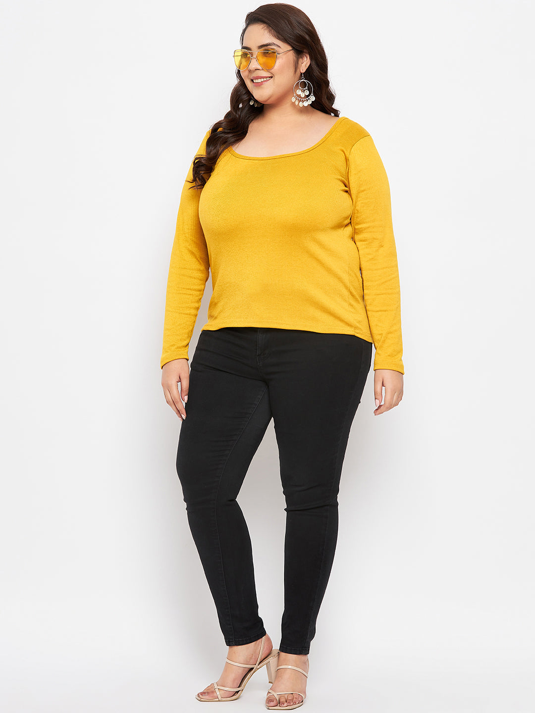 Mustard Solid Full Sleeves Top