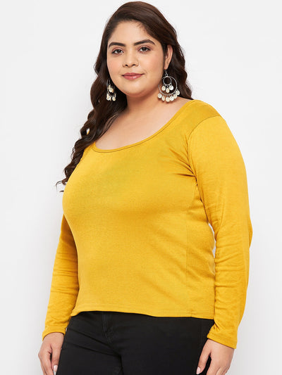 Mustard Solid Full Sleeves Top