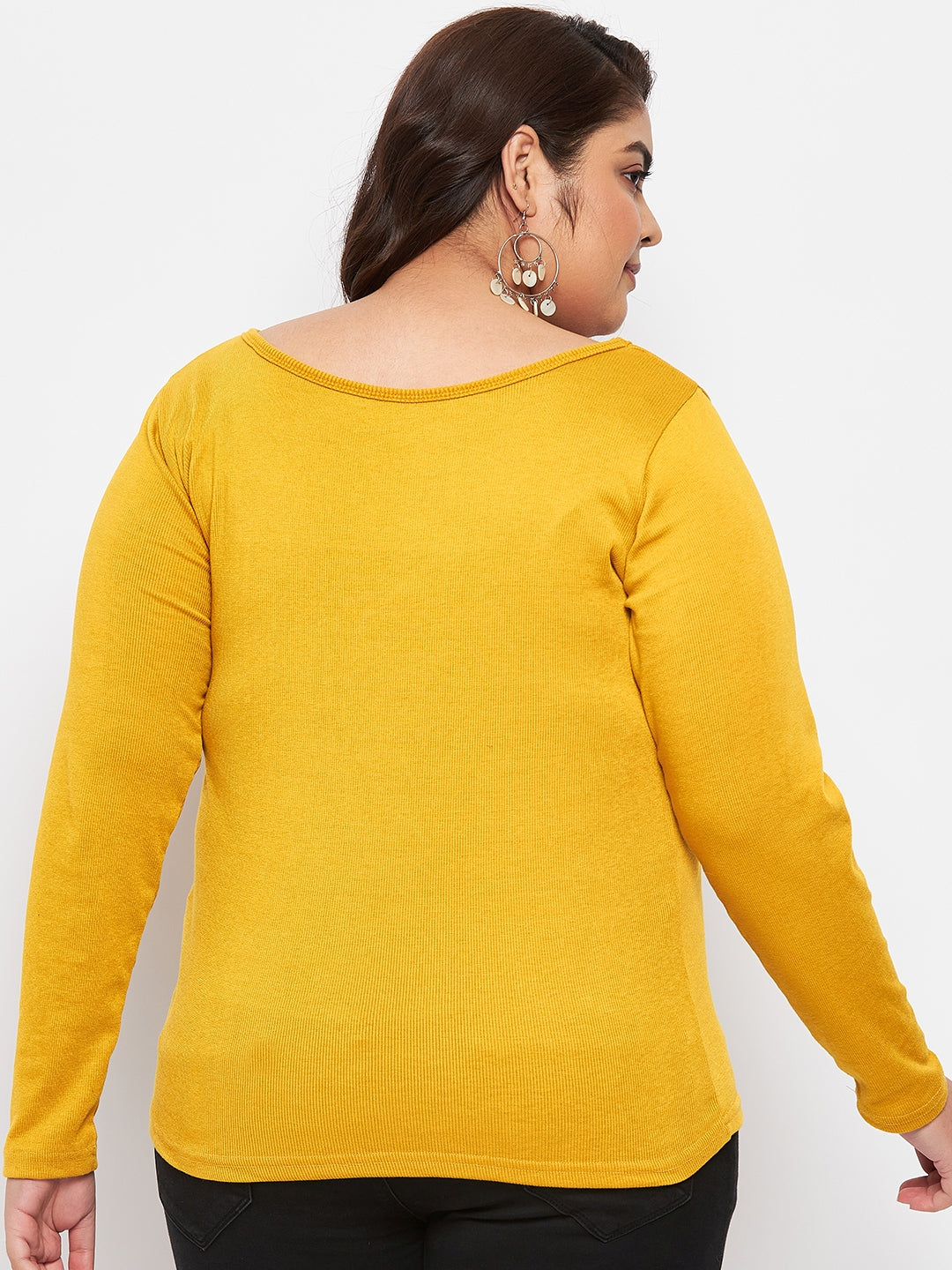 Mustard Solid Full Sleeves Top